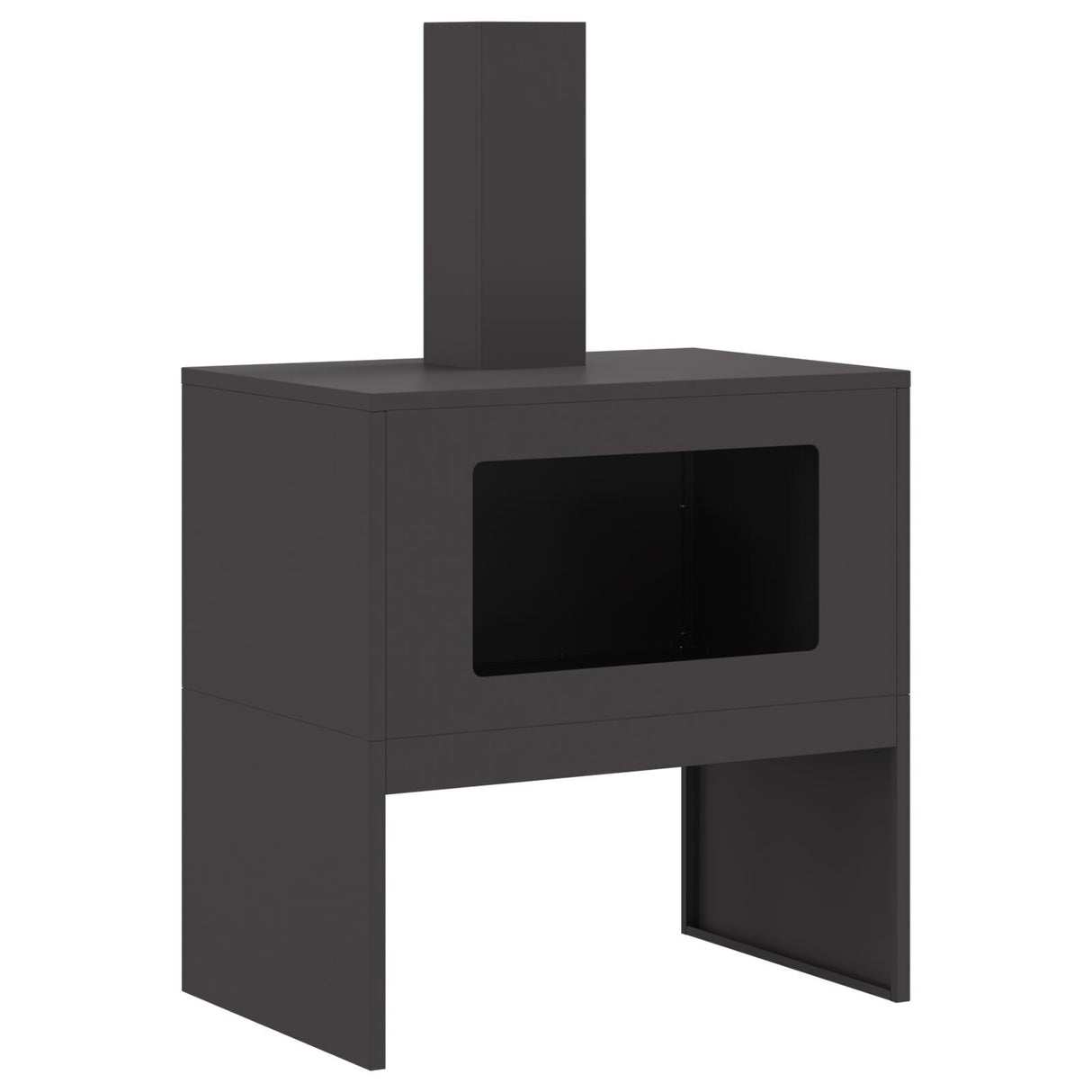 Fire Pit With Chimney Black Steel