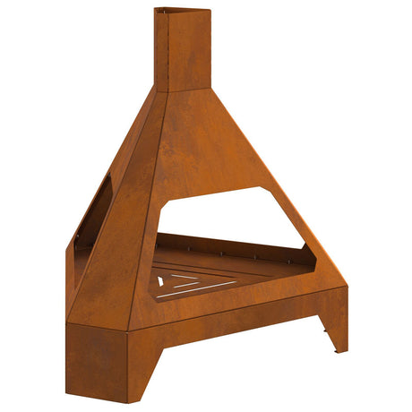 Fire Pit With Chimney 50X43X52 Cm Weathering Steel