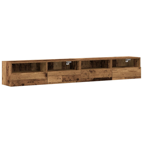 Tv Wall Cabinets 2 Pcs Old Wood 100X30X30 Cm Engineered Wood