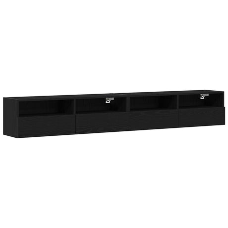 Tv Wall Cabinets 2 Pcs Black Oak 100X30X30 Cm Engineered Wood