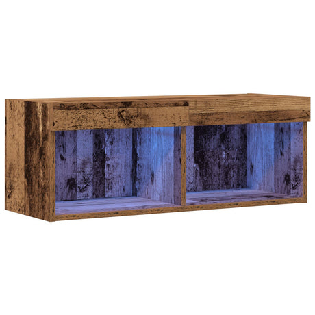 Tv Wall Cabinet With Led Lights Old Wood 80X30X30 Cm