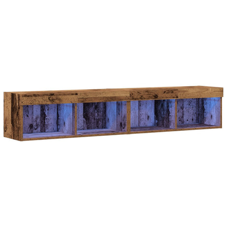 Tv Wall Cabinets With Led Lights 2 Pcs Old Wood 80X30X30 Cm