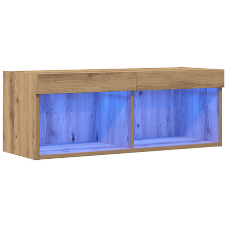 Tv Wall Cabinet With Led Lights Artisan Oak 80X30X30 Cm