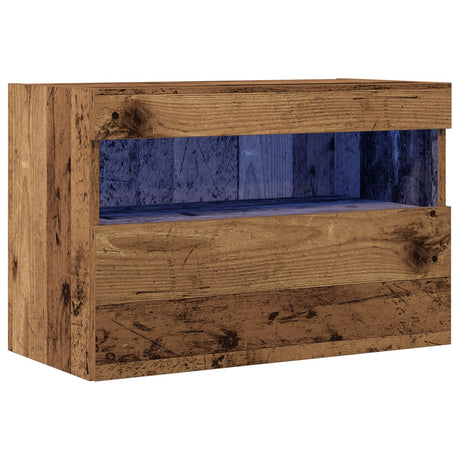 Tv Wall Cabinet With Led Lights Old Wood 60X30X40 Cm