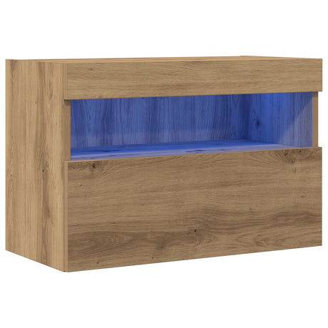 Tv Wall Cabinet With Led Lights Artisan Oak 60X30X40 Cm