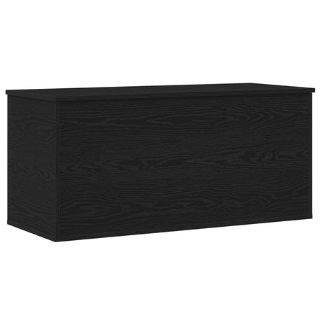 Storage Box With Lid Black Oak 100X42X46 Cm Engineered Wood