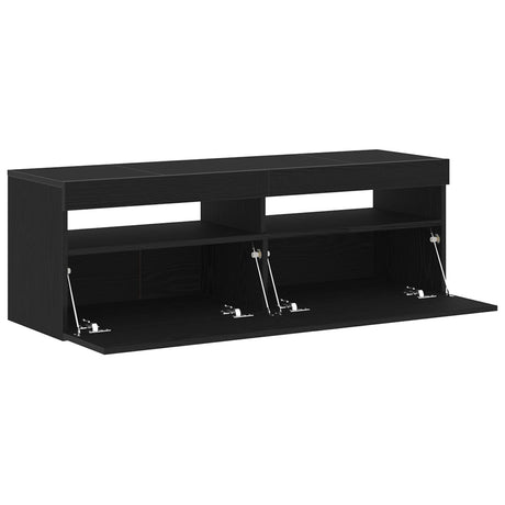 Tv Cabinet With Led Black Oak 120X35X40 Cm Engineered Wood