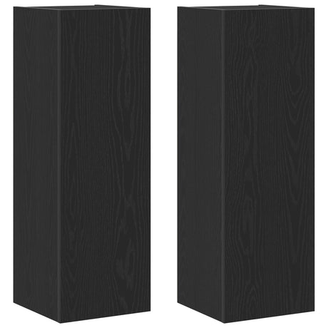Wall-Mounted Tv Cabinets - 2 Pcs Black Oak, 30.5X30X90 Cm, Made From Engineered Wood