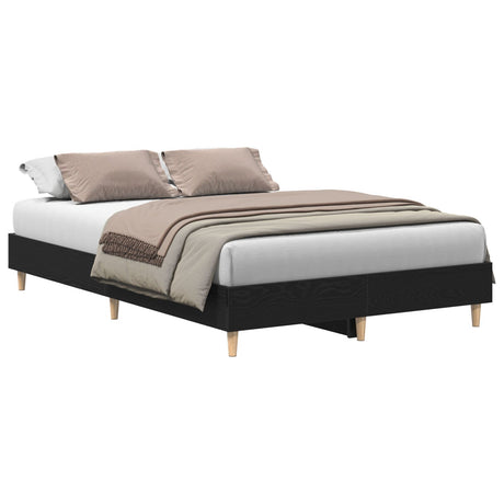 Bed Frame 135X190 Cm Black Oak Engineered Wood