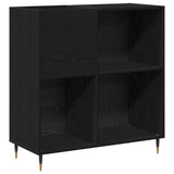 Record Cabinet Black Oak 84,5X38X89 Cm Engineered Wood