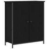 Sideboard Black Oak 70X30X80 Cm Engineered Wood And Steel