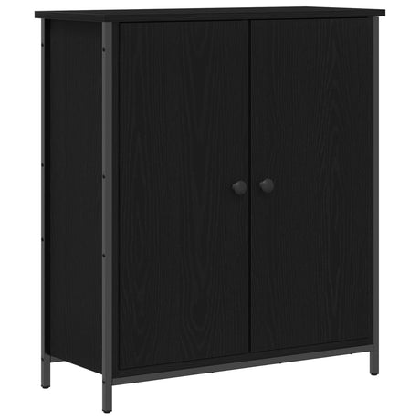 Sideboard Black Oak 70X30X80 Cm Engineered Wood And Steel