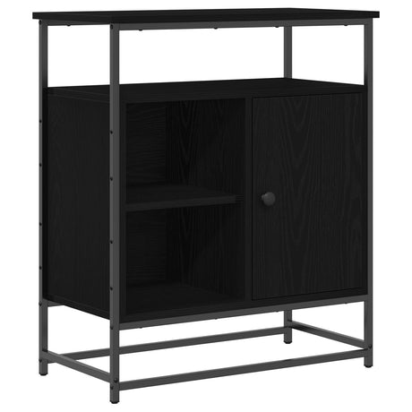 Sideboard Black Oak 69X35X80 Cm Engineered Wood And Steel