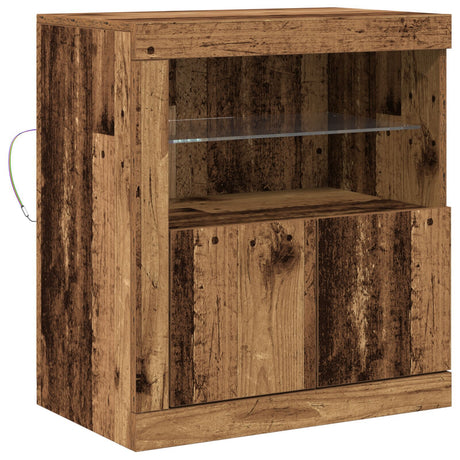 Sideboard With Led Lights Old Wood 60,5X37X67 Cm