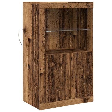Sideboard With Led Lights Old Wood 60,5X37X100 Cm