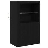 Sideboard With Led Lights Black Oak 60,5X37X100 Cm