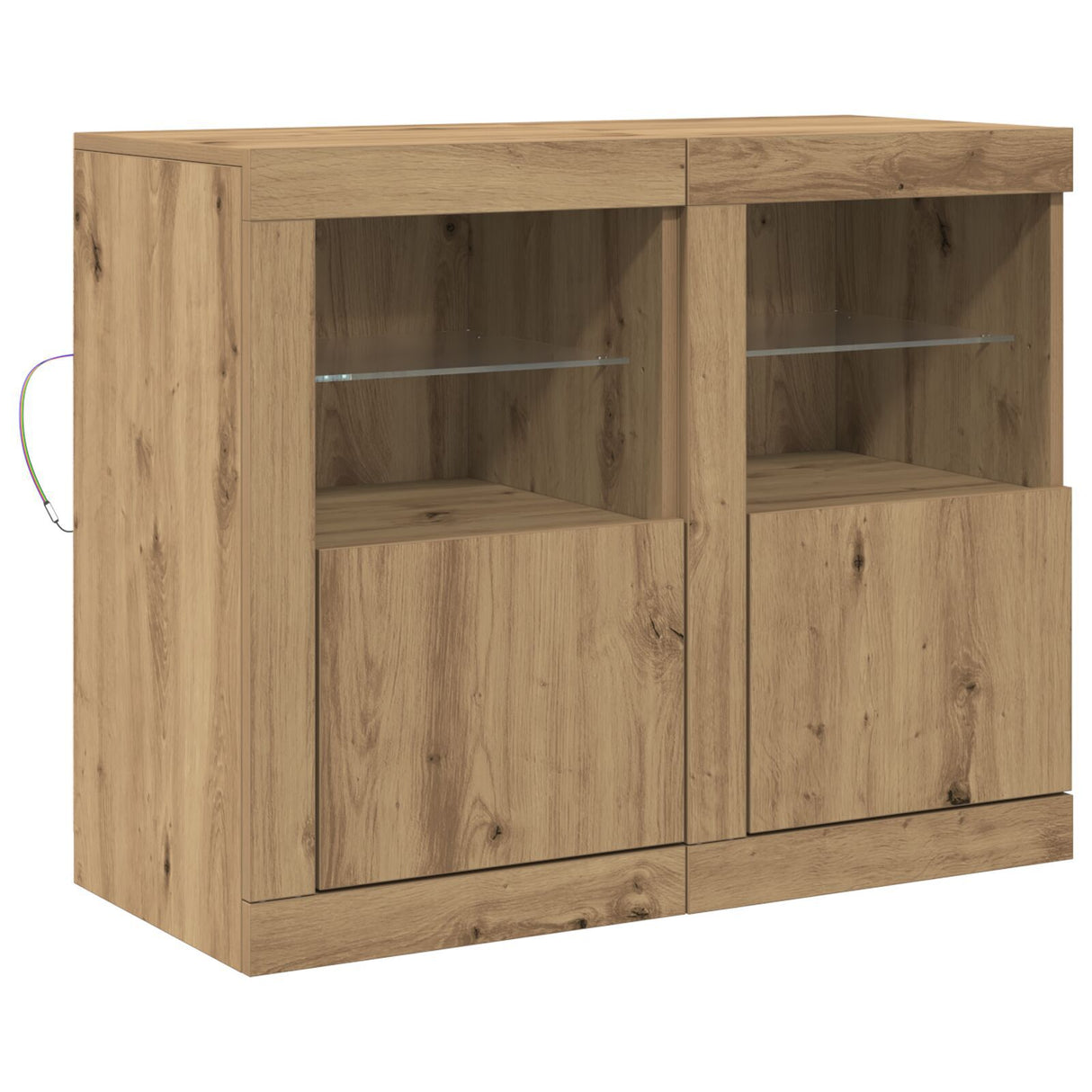 Side Cabinets With Led Lights 2 Pcs Artisan Oak 41X37X67 Cm