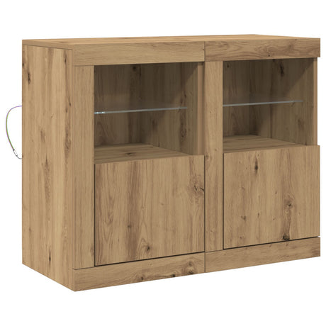 Side Cabinets With Led Lights 2 Pcs Artisan Oak 41X37X67 Cm
