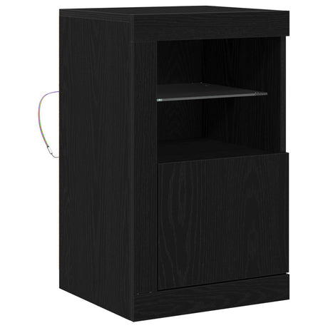 Sideboard With Led Lights Black Oak 41X37X67 Cm