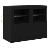 Side Cabinets With Led Lights 2 Pcs Black Oak 41X37X67 Cm