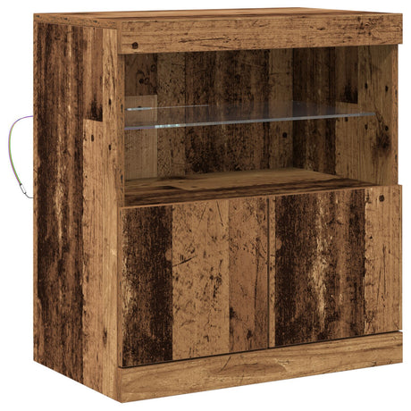 Sideboard With Led Lights Old Wood 60X37X67 Cm