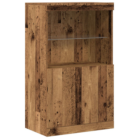 Sideboard With Led Lights Old Wood 60X37X100 Cm