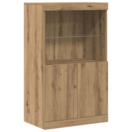Sideboard With Led Lights Artisan Oak 60X37X100 Cm