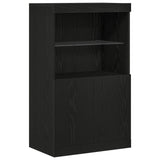 Sideboard With Led Lights Black Oak 60X37X100 Cm