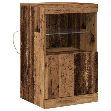 Sideboard With Led Lights Old Wood 41X37X67 Cm