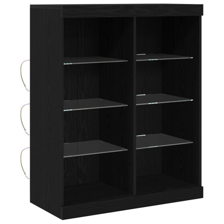 Sideboard With Led Lights Black Oak 41X37X100 Cm