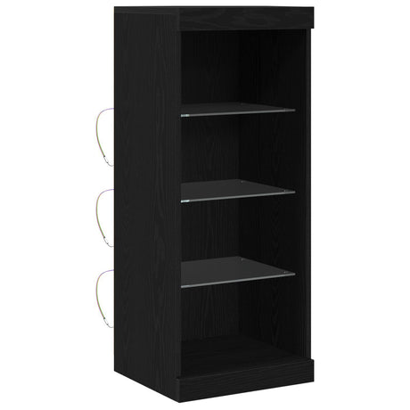 Sideboard With Led Lights Black Oak 41X37X100 Cm