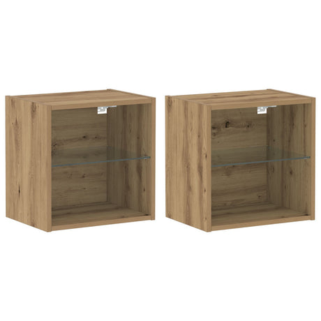 Floating Shelf 2 Pcs Artisan Oak 40X28.5X40 Cm Engineered Wood