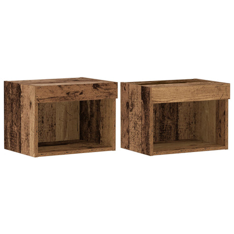 Wall Cabinets With Led Lights 2 Pcs Old Wood 40X30X30 Cm