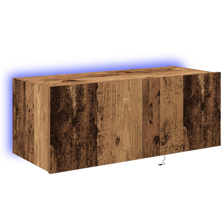 Tv Wall Cabinet With Led Lights Old Wood 80X35X31 Cm