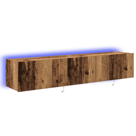 Tv Wall Cabinets With Led Lights 2 Pcs Old Wood 80X35X31 Cm