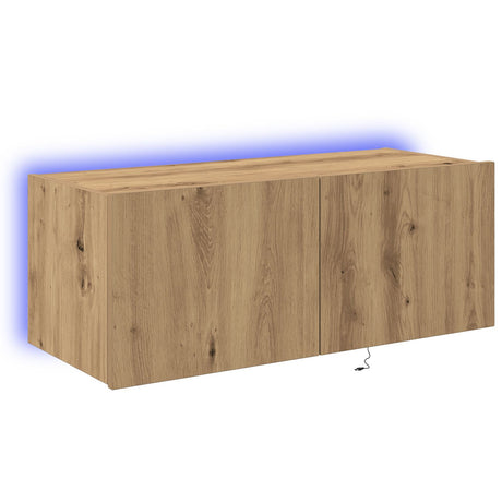 Tv Wall Cabinet With Led Lights Artisan Oak 80X35X31 Cm