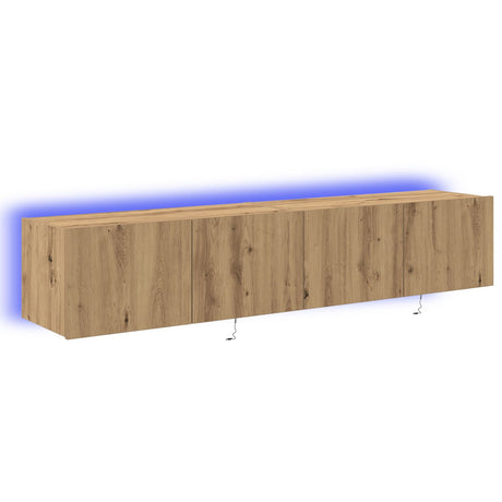 Tv Wall Cabinets With Led Lights 2 Pcs Artisan Oak 80X35X31 Cm