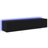 Tv Wall Cabinets With Led Lights 2 Pcs Black Oak 80X35X31 Cm
