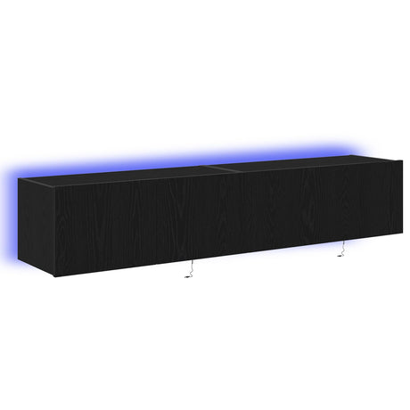 Tv Wall Cabinets With Led Lights 2 Pcs Black Oak 80X35X31 Cm