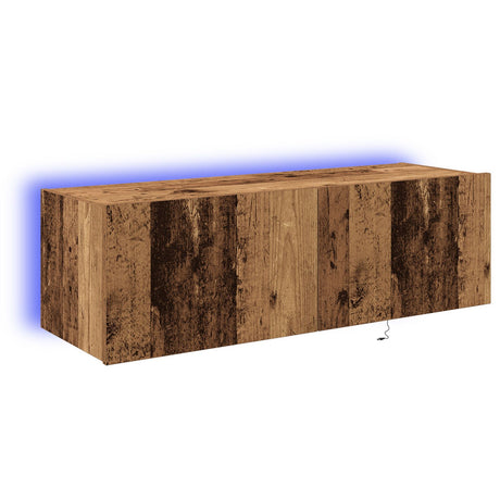 Tv Wall Cabinet With Led Lights Old Wood 100X35X31 Cm