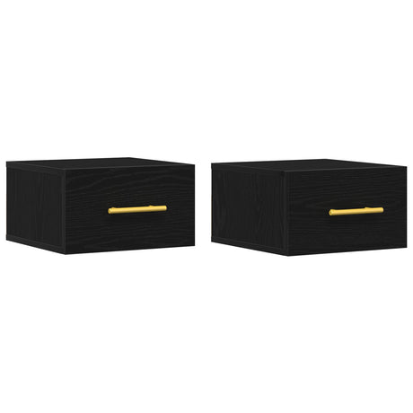 Bedside Cabinets 2 Pcs Wall-Mounted Black Oak 35X35X20 Cm