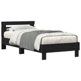 Bed Frame With Led Lights Black Oak 75X190 Cm Engineered Wood