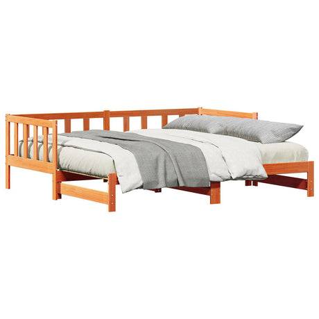 Pull-Out Day Bed Without Mattress Wax Brown 2X(90X190) Cm