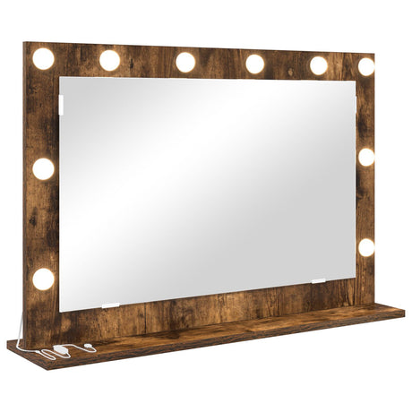 Vanity Mirror Smoked Oak Wood And Glass 80 X 55 X 18 Cm Mirror