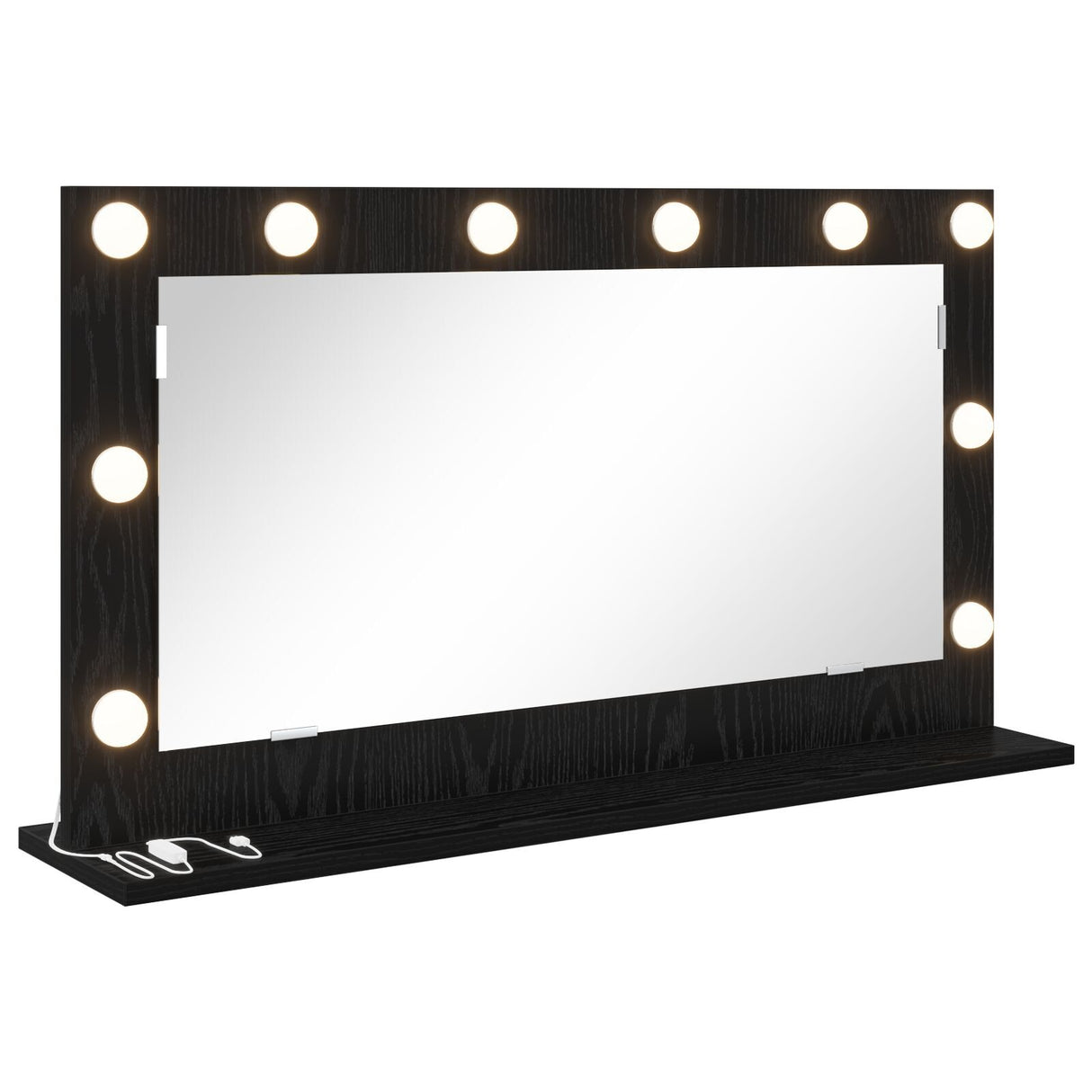 Vanity Mirror With Led Lights Black Oak 80X45X18 Cm