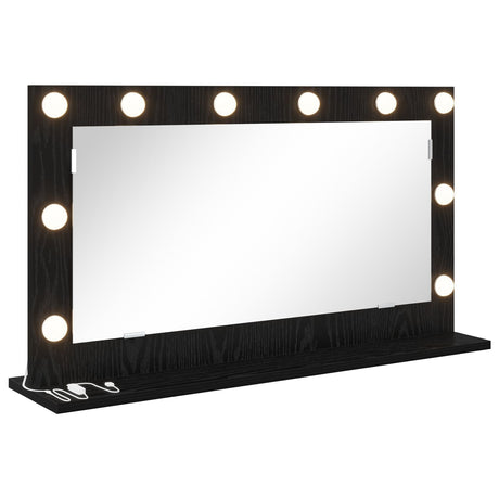 Vanity Mirror With Led Lights Black Oak 80X45X18 Cm