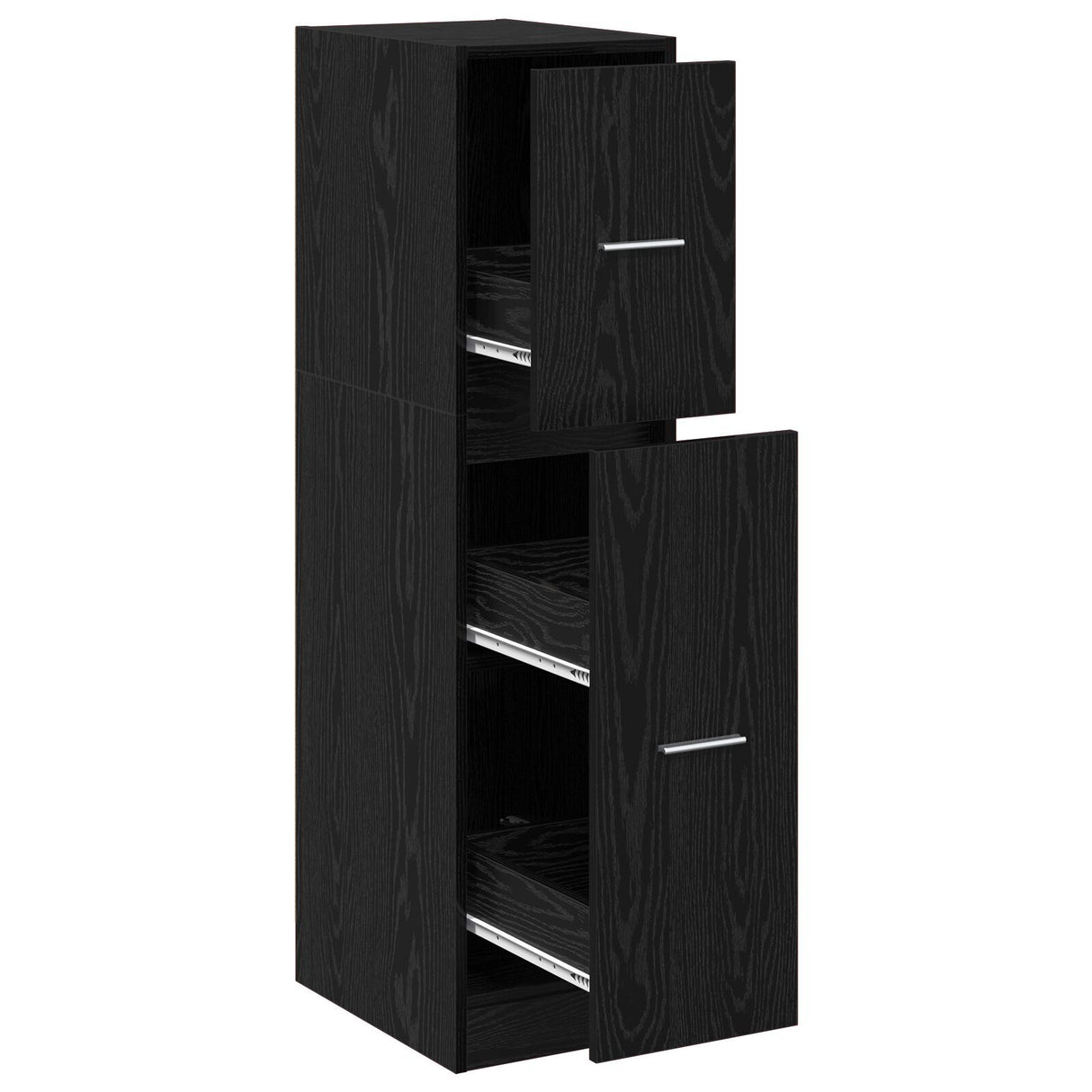 Apothecary Cabinet Black Oak 30X41X118 Cm Engineered Wood