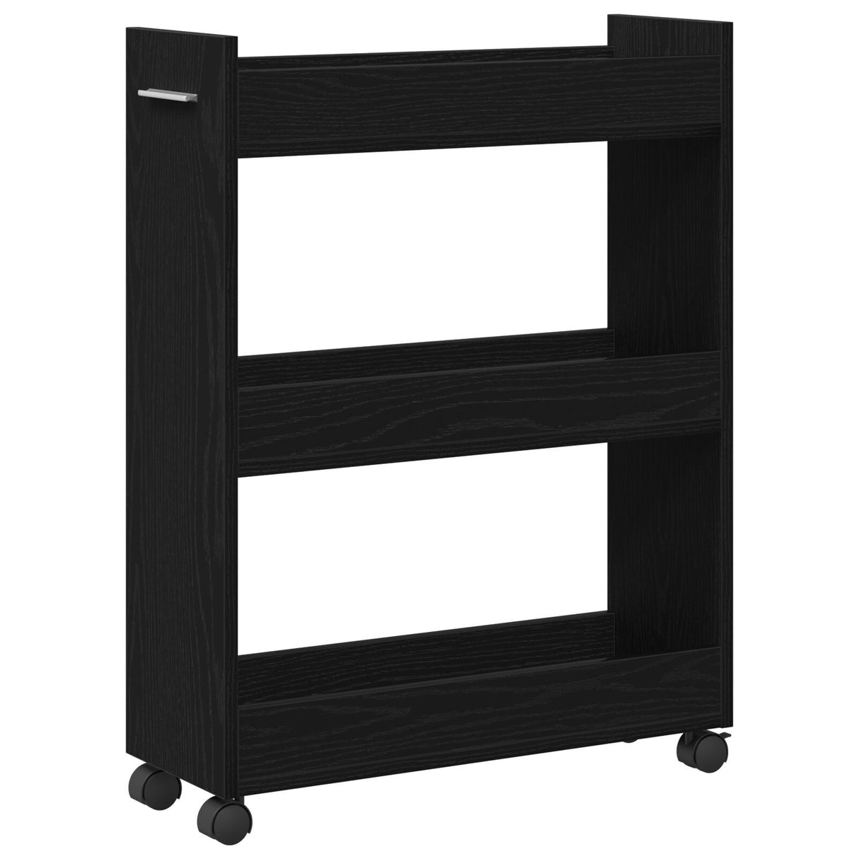 Rolling Cabinet Black Oak 60X22X79 Cm Engineered Wood