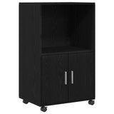Rolling Cabinet Black Oak 55X40X91 Cm Engineered Wood