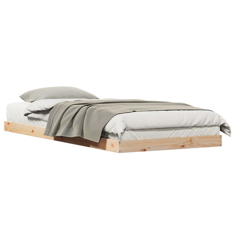 Floor Bed Frame White 80X220 Cm Solid Wood Pine